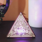 Moonlit Flower Pyramid Lamp, Evening Blossom Light, Wooden LED Color Changing Night Light with Remote