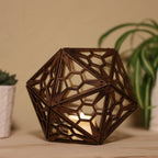 Star Honeycomb Shadow Lamp: Walnut D20 LED Nightstand Light - Five Penny Piece