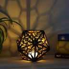 Star Honeycomb Shadow Lamp: Walnut D20 LED Nightstand Light - Five Penny Piece