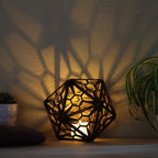 Star Honeycomb Shadow Lamp: Walnut D20 LED Nightstand Light - Five Penny Piece