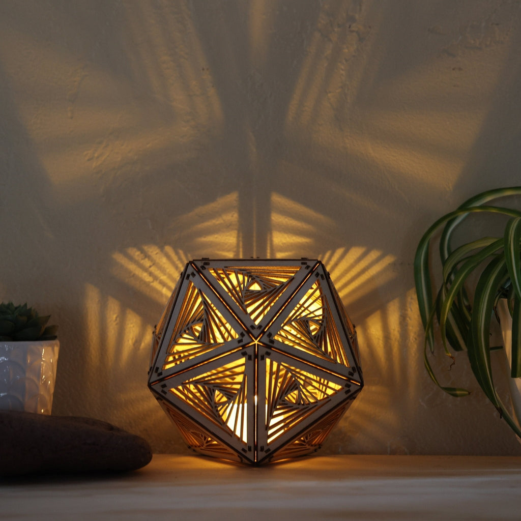 Swirl LED Shadow Lamp: D20 Mandala Nightstand Light - Five Penny Piece