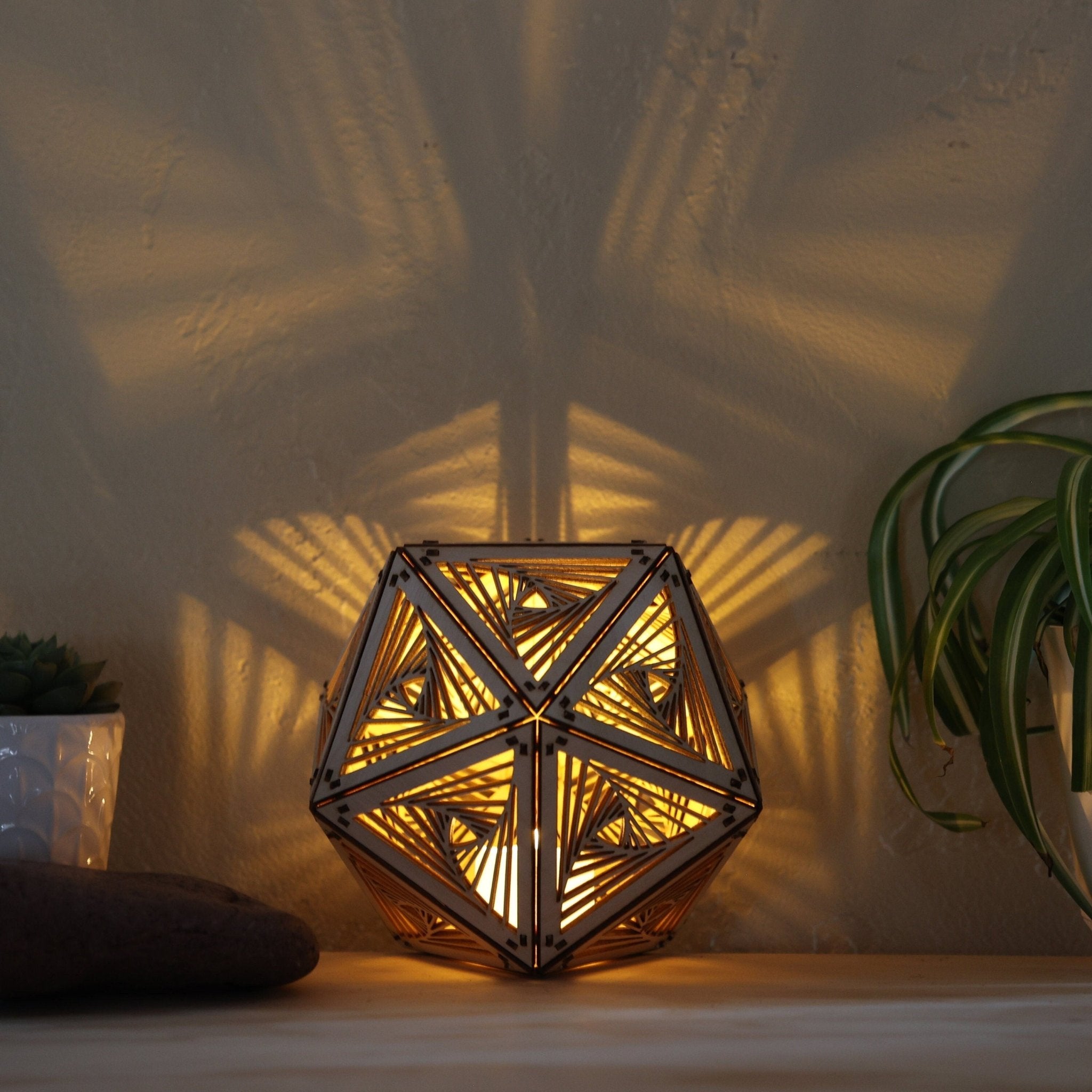 Swirl LED Shadow Lamp: D20 Mandala Nightstand Light - Five Penny Piece