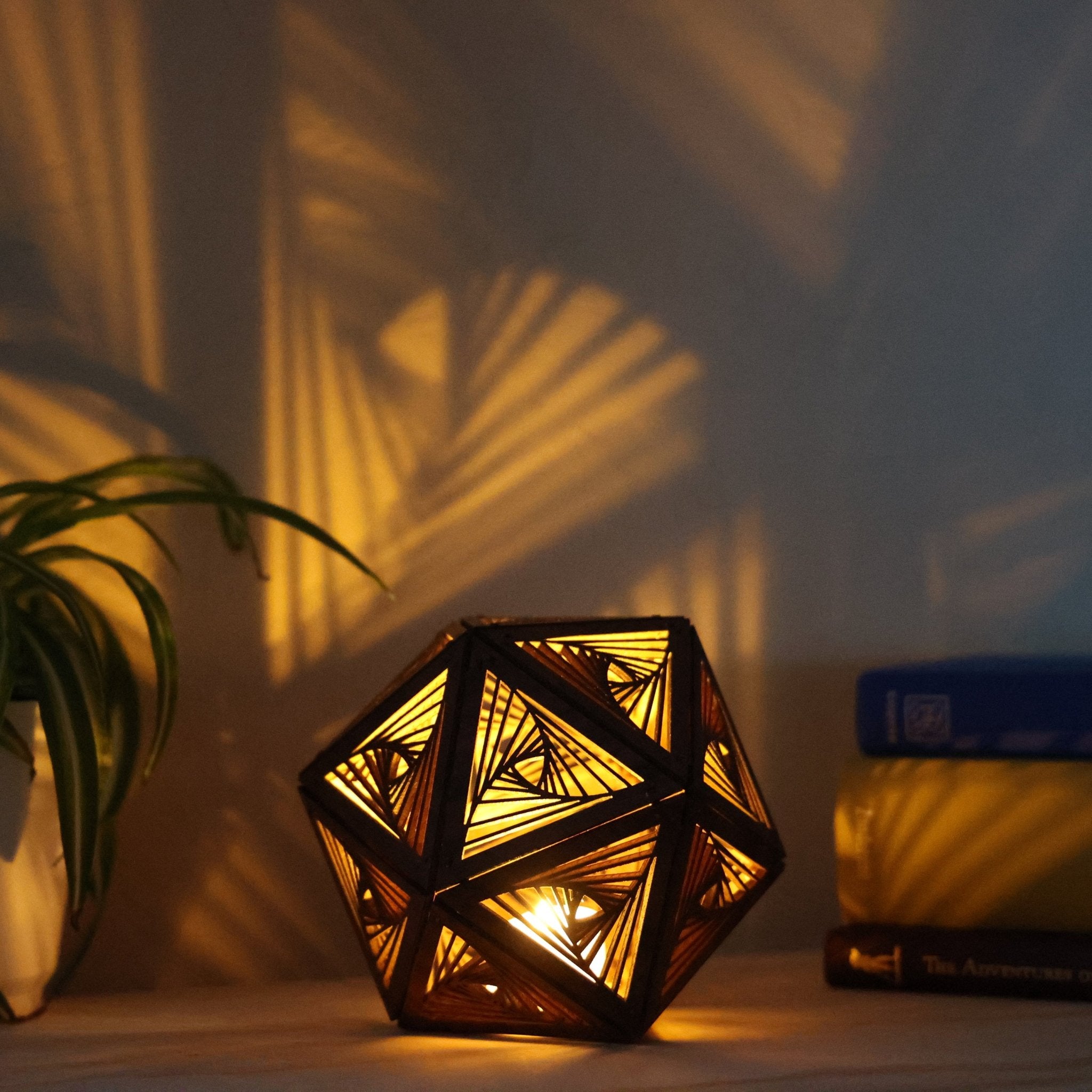 Swirl LED Shadow Lamp: D20 Mandala Nightstand Light - Five Penny Piece