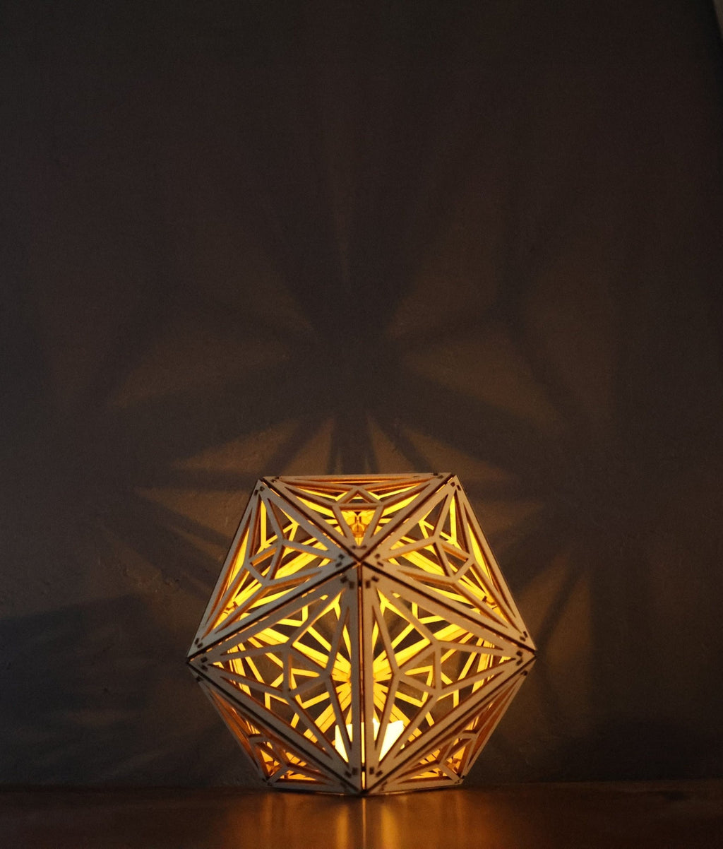 Trinity Triangle LED Shadow Lamp: D20 Mandala Lantern - Five Penny Piece