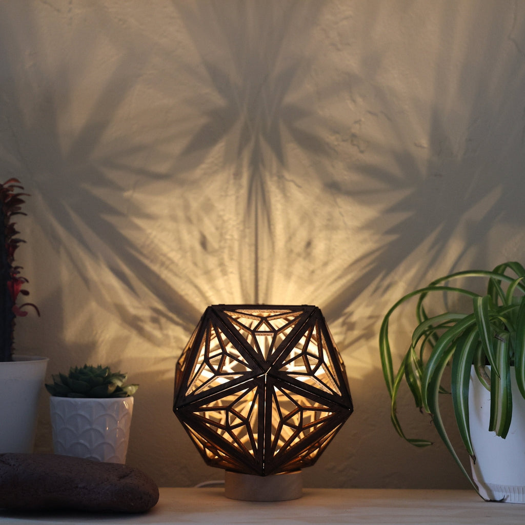 Trinity Triangle LED Shadow Lamp: D20 Mandala Lantern - Five Penny Piece