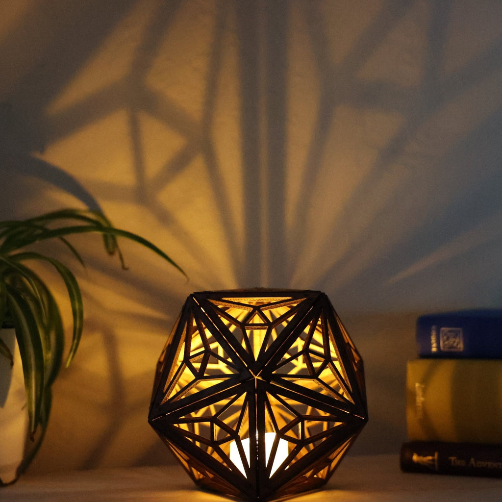Trinity Triangle LED Shadow Lamp: D20 Mandala Lantern - Five Penny Piece