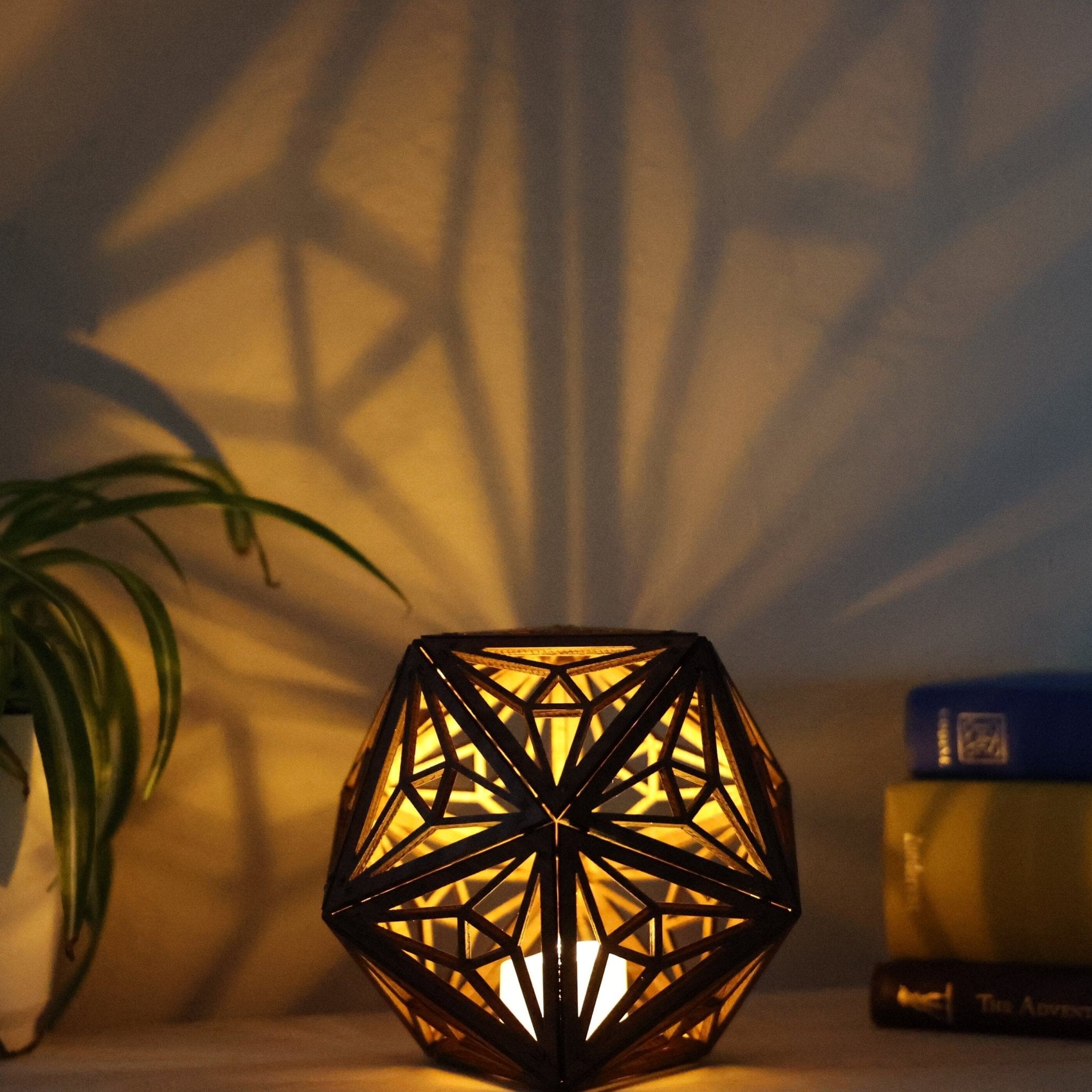 Trinity Triangle LED Shadow Lamp: D20 Mandala Lantern - Five Penny Piece
